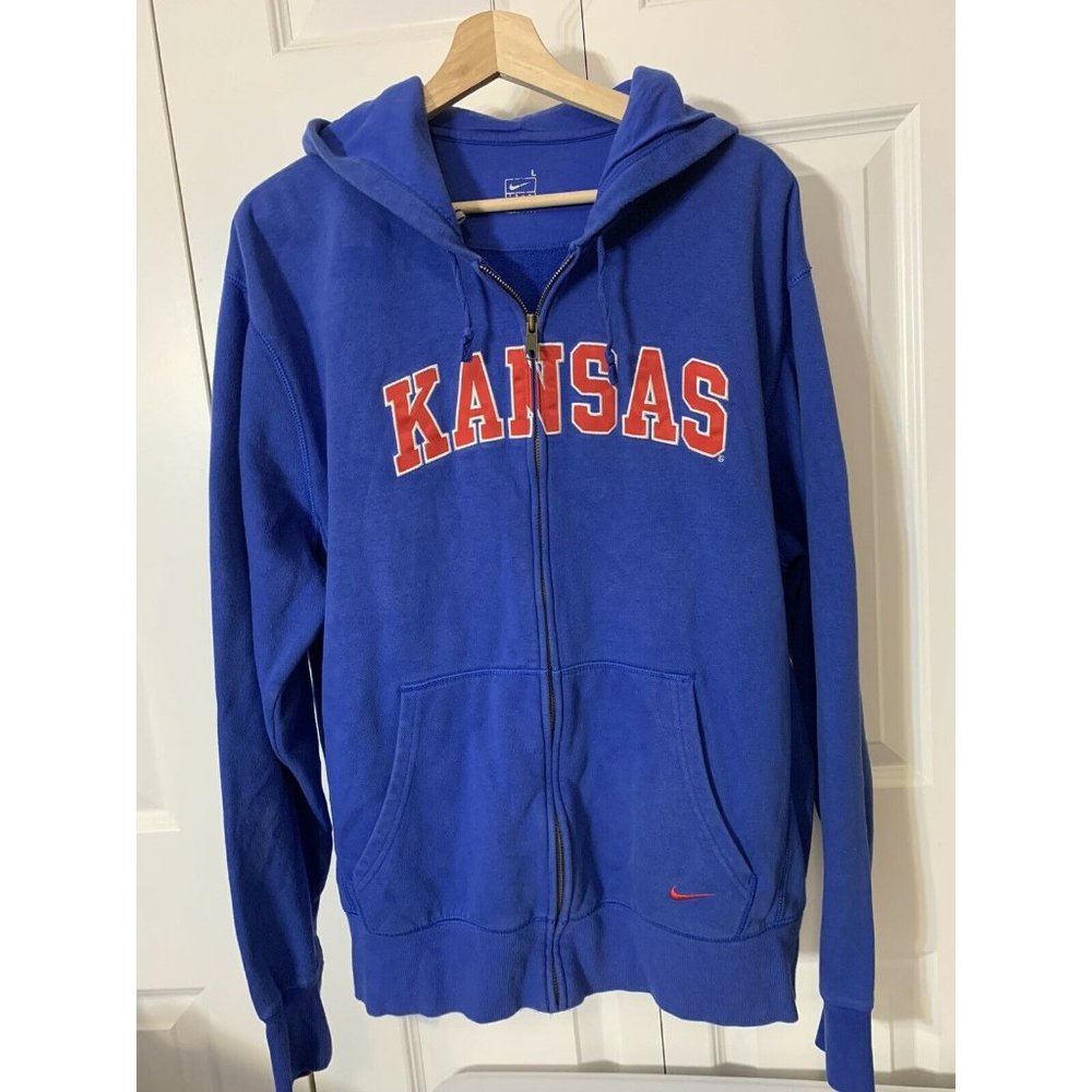 VTG Nike Men’s Sz L Hoodie full zip‎ Sweatshirt Kansas Warm Up Jumper